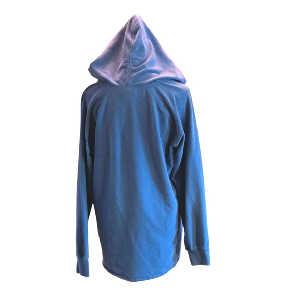 Artisan Women's XL Blue Pullover Drawstring Hoodie Floral Embroidery - Picture 5 of 11